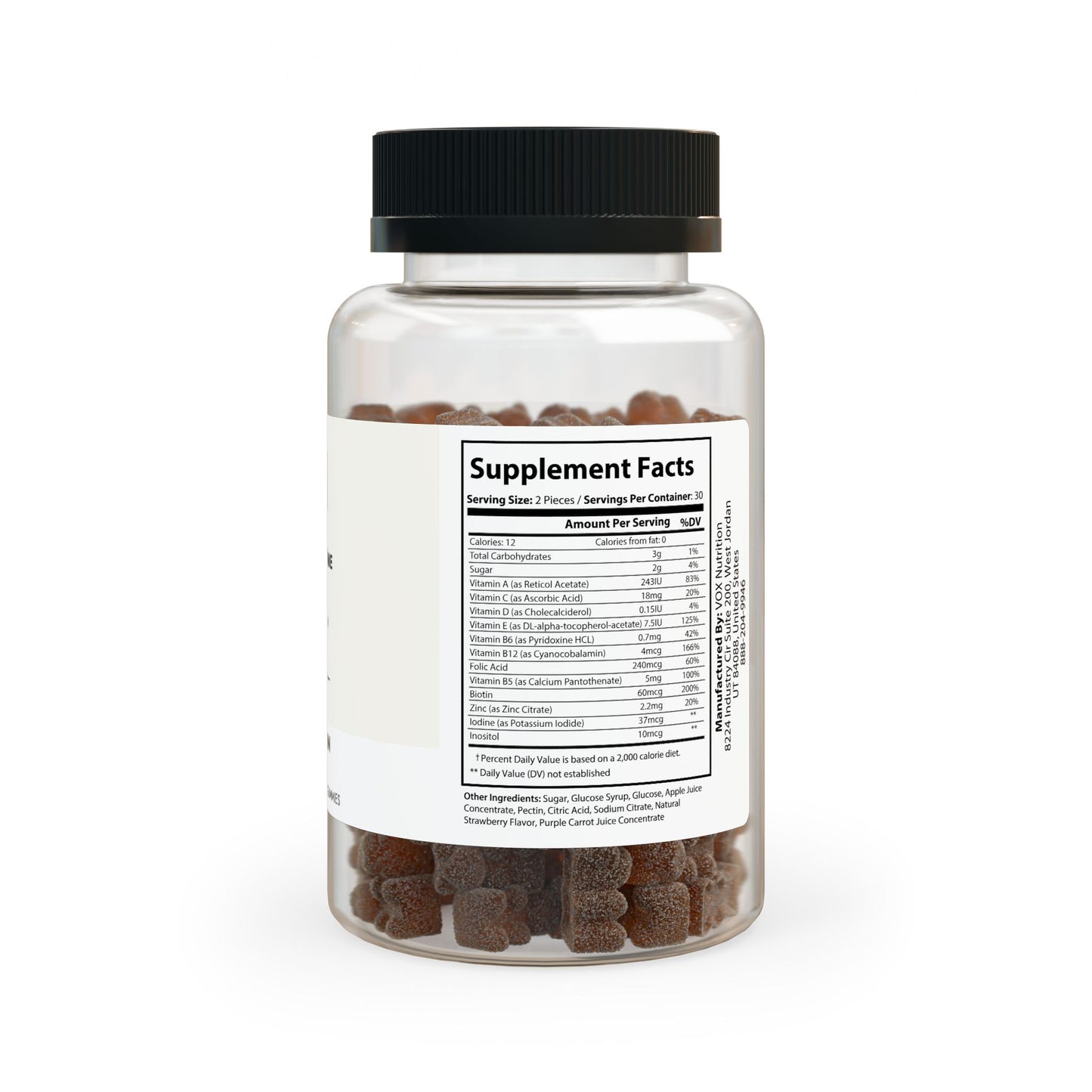 Right-side shot showing full nutritional panel and list of vitamins and minerals.