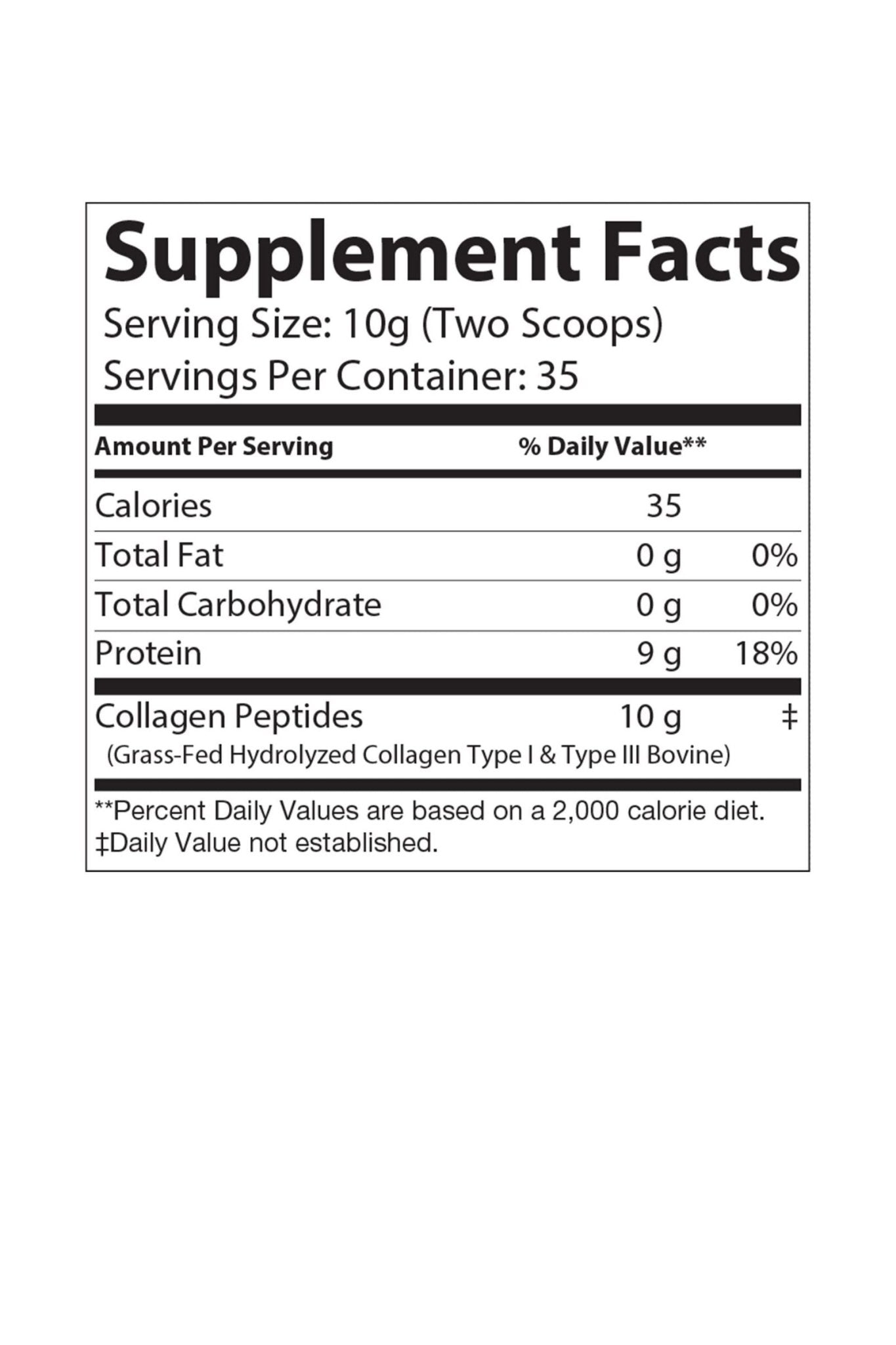 Collagen Peptides Type I & III Supplement - KATHERINE HOMEFood SupplementsKATHERINE HOMEKATHERINE HOMESupplement Facts panel for Katherine Home Collagen Peptides Type I & III supplement.