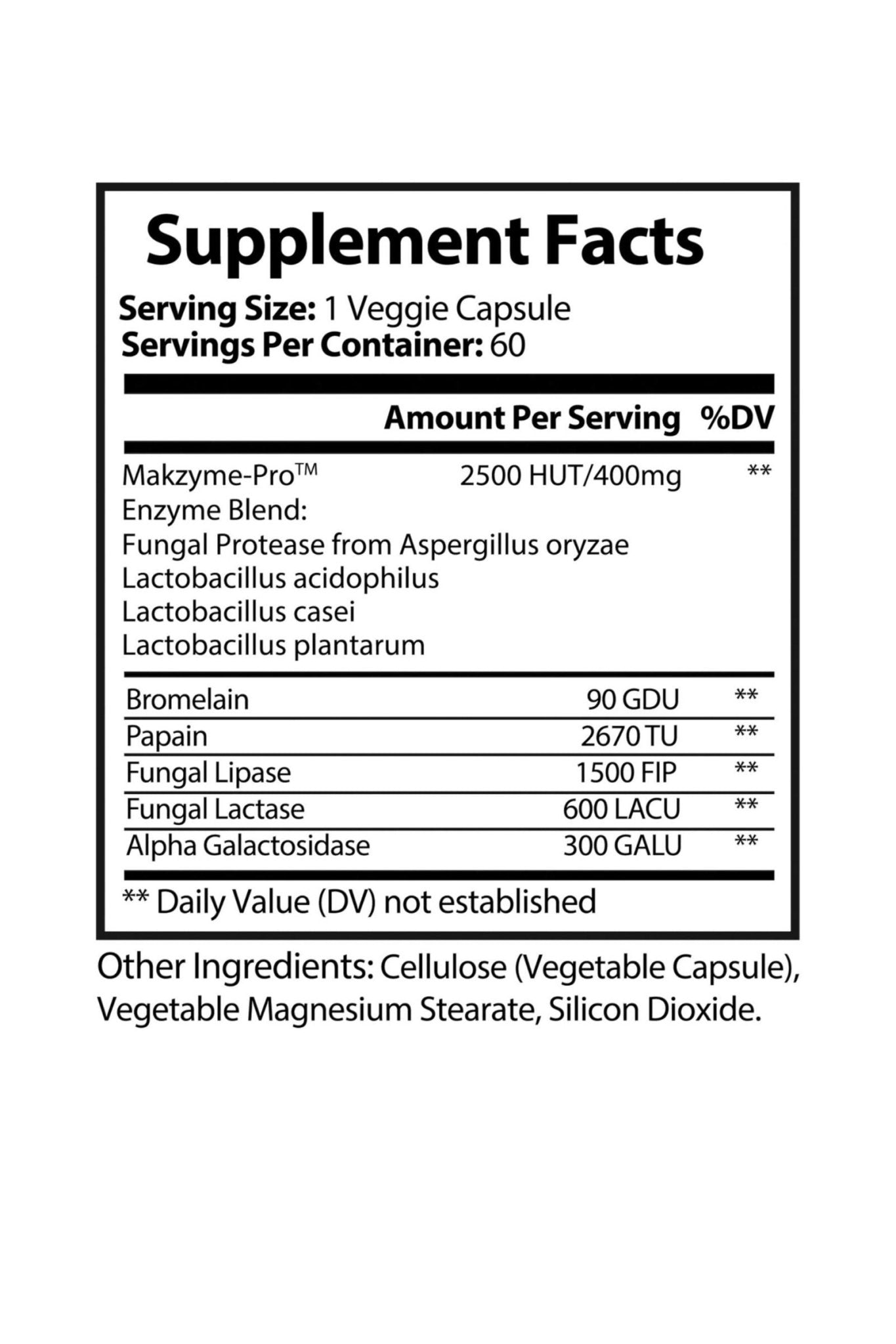 Digestive Enzyme Blend Supplement by KATHERINE HOME dietary supplement Supplement Facts label