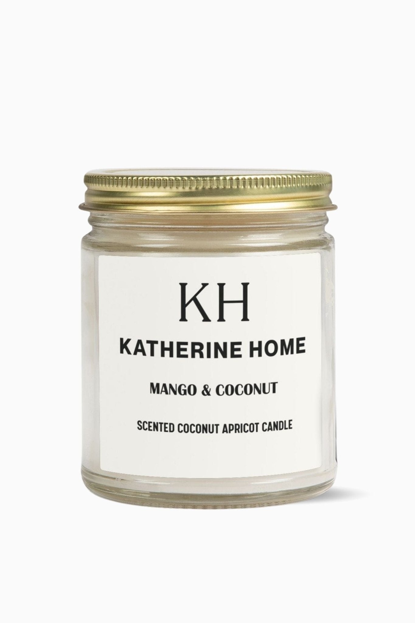 Mango & Coconut - KATHERINE HOMEHome DecorKATHERINE HOMEKATHERINE HOMEKatherine Home Mango & Coconut pure soy candle in a minimalist glass jar, clean and natural product hero image.Clear4oz