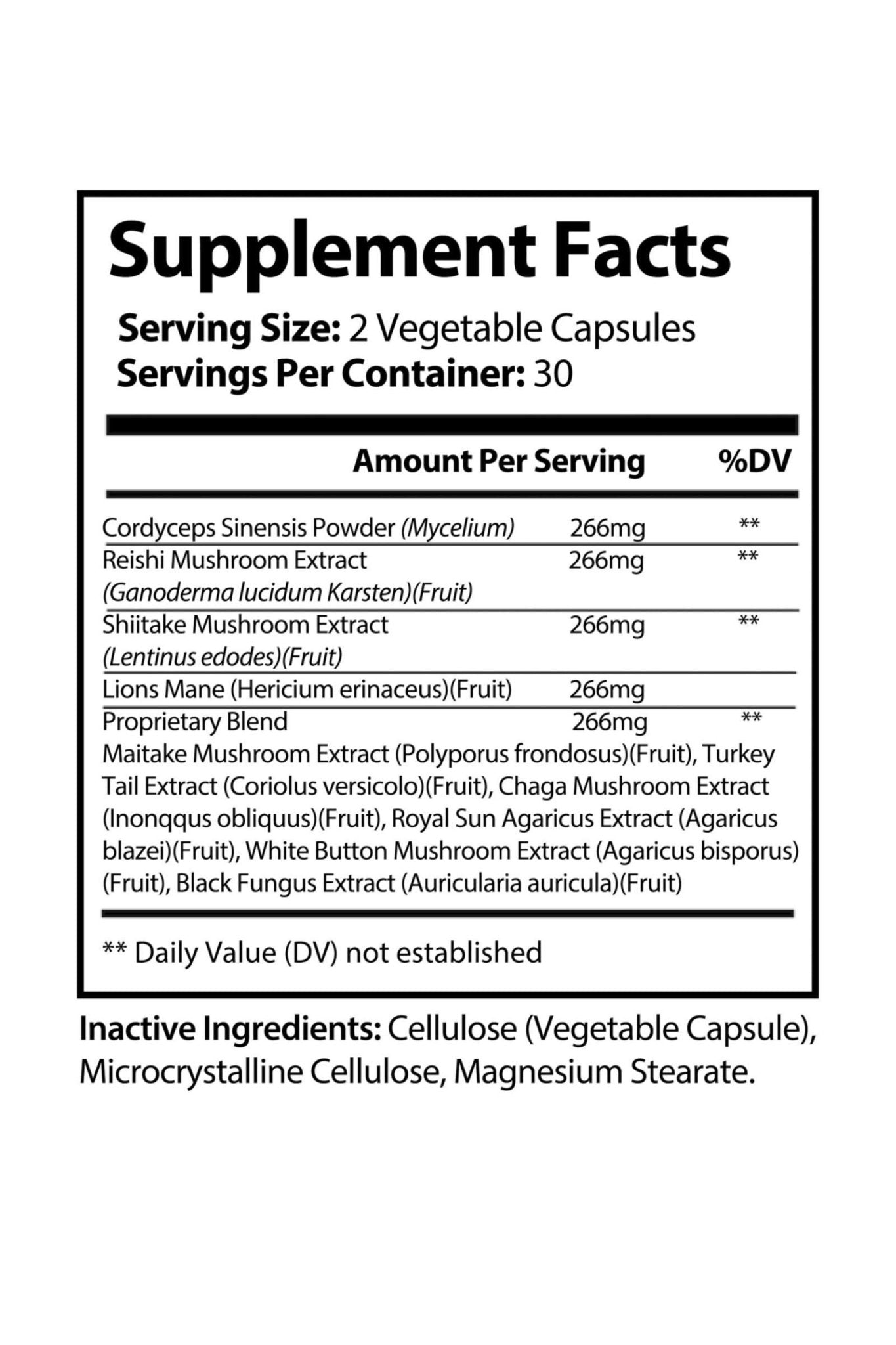 Mushroom Blend Supplement by KATHERINE HOME dietary supplement Supplement Facts label