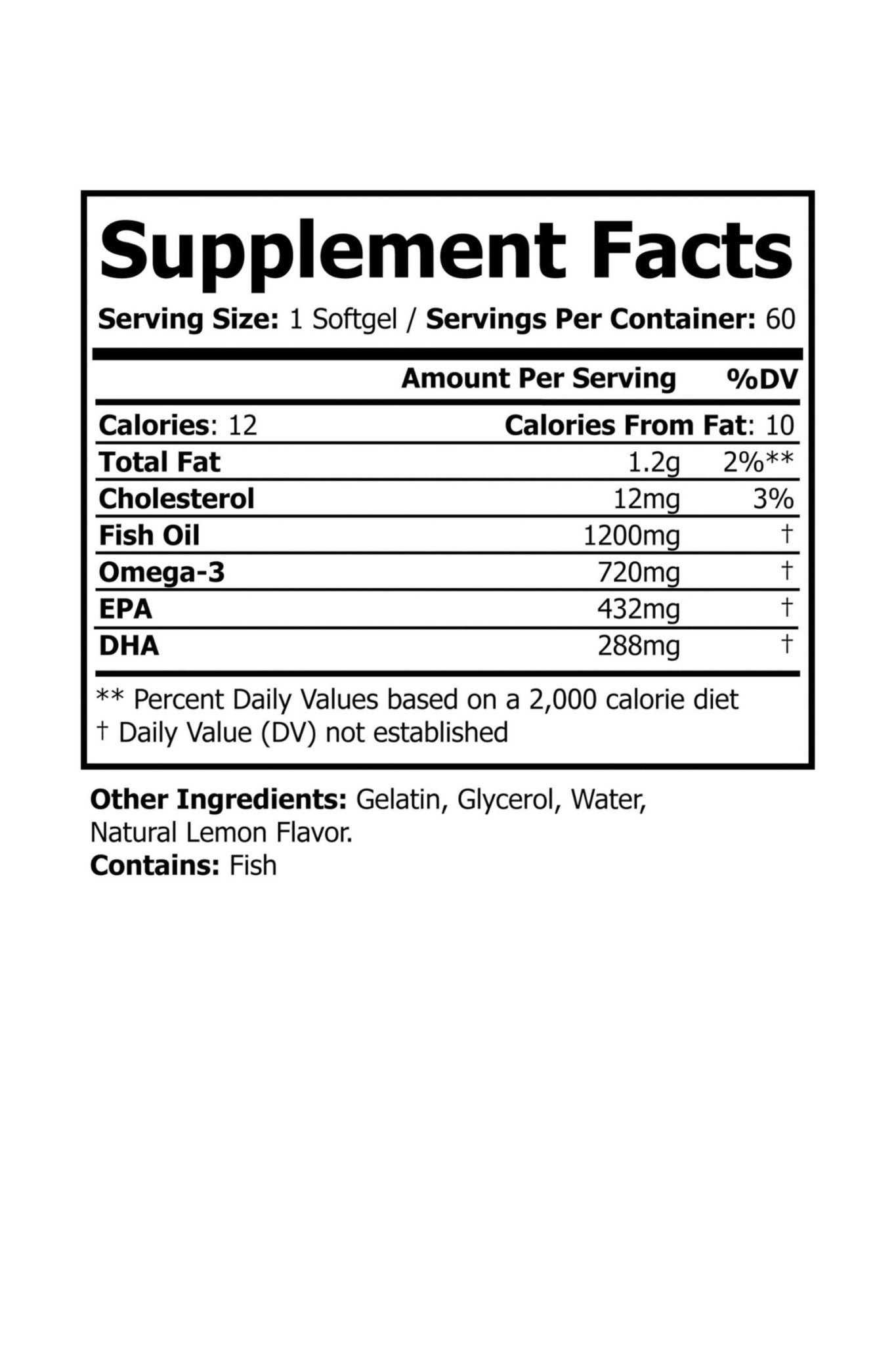 Omega 3 Fish Oil Supplement by KATHERINE HOME dietary supplement Supplement Facts label