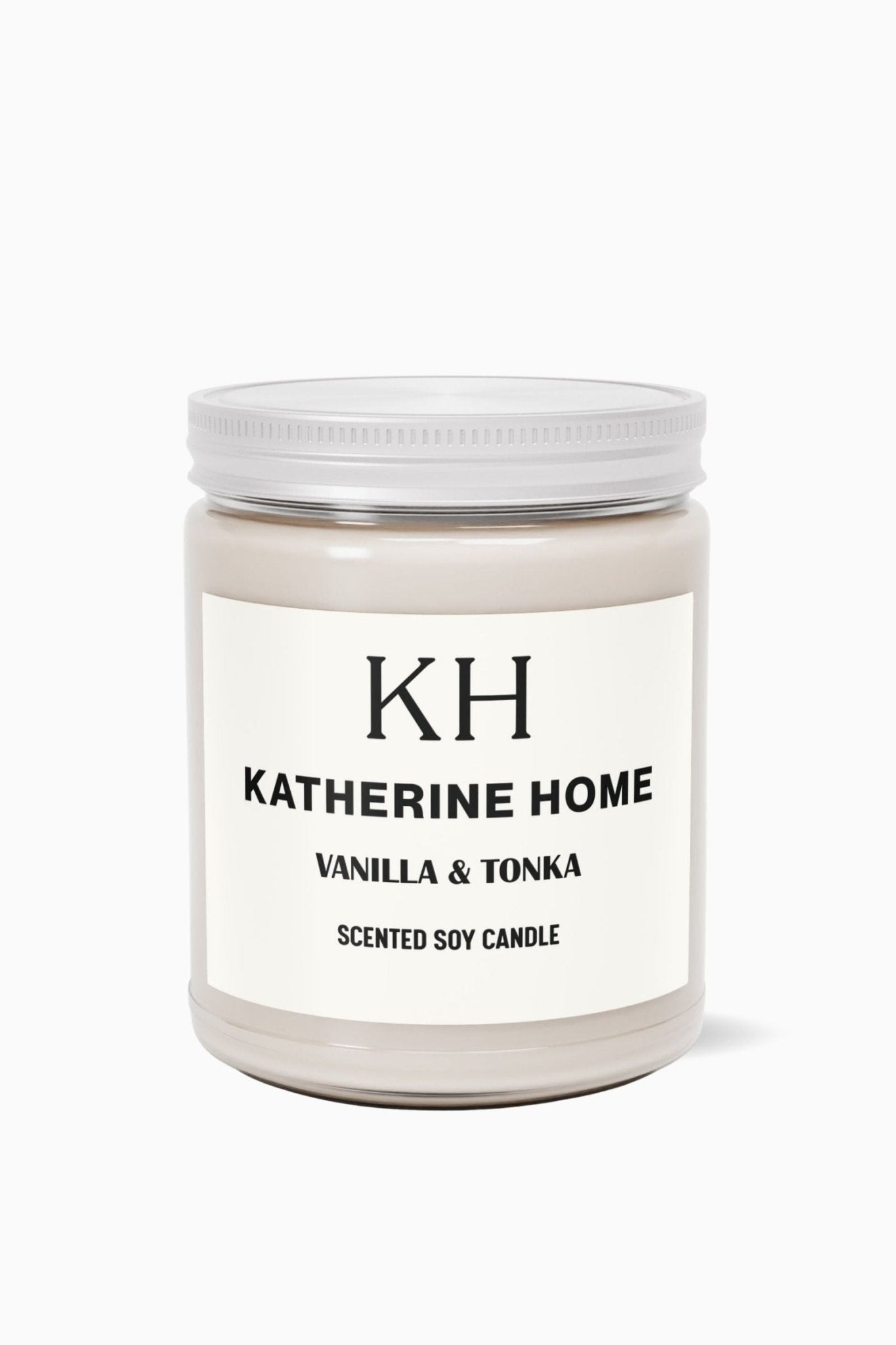 Vanilla & Tonka - KATHERINE HOMEHome DecorKATHERINE HOMEKATHERINE HOMEKatherine Home Vanilla & Tonka pure soy candle in a minimalist glass jar, clean and natural product hero image.