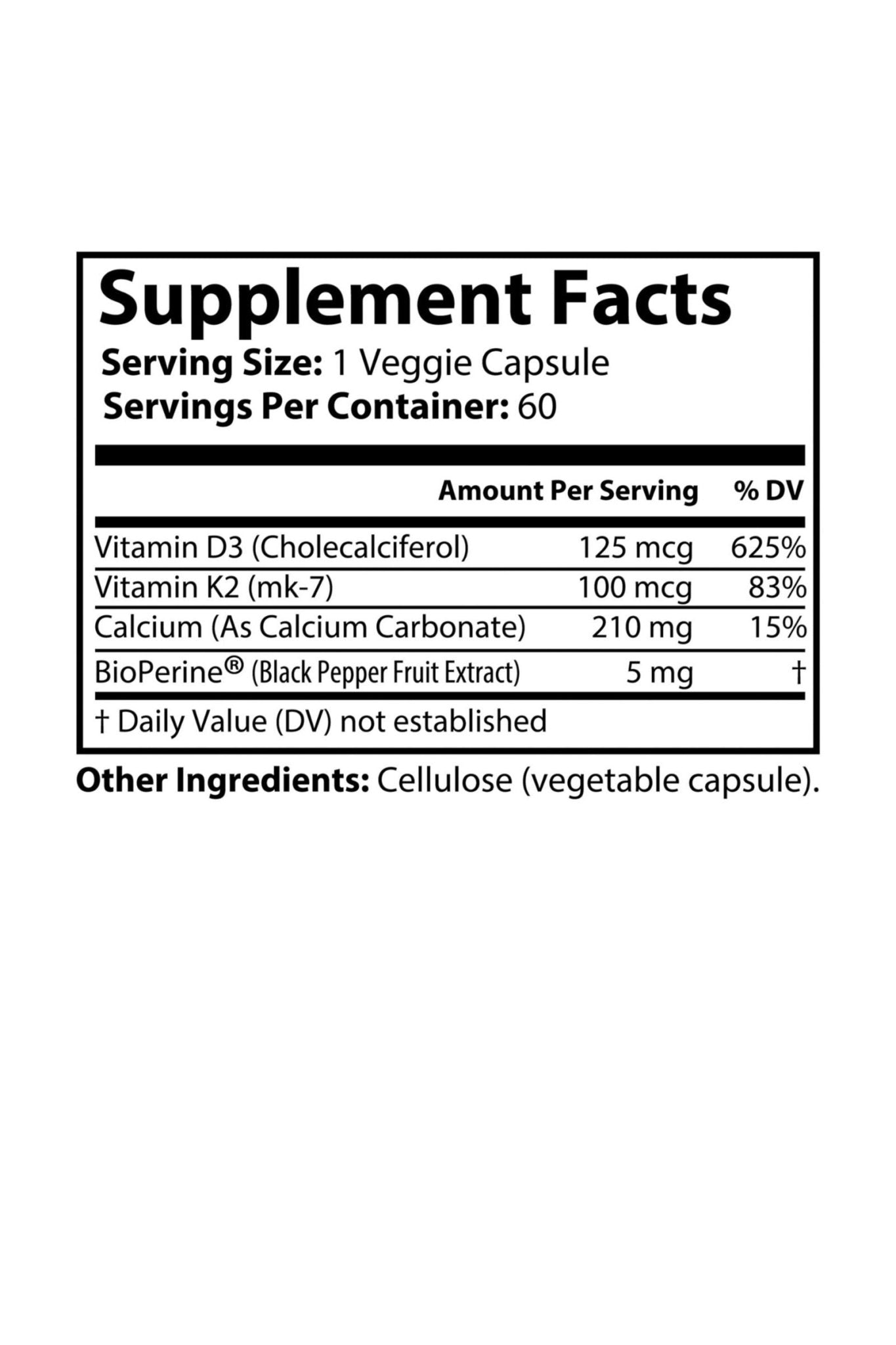 Vitamin K2 + D3 Supplement by KATHERINE HOME dietary supplement Supplement Facts label