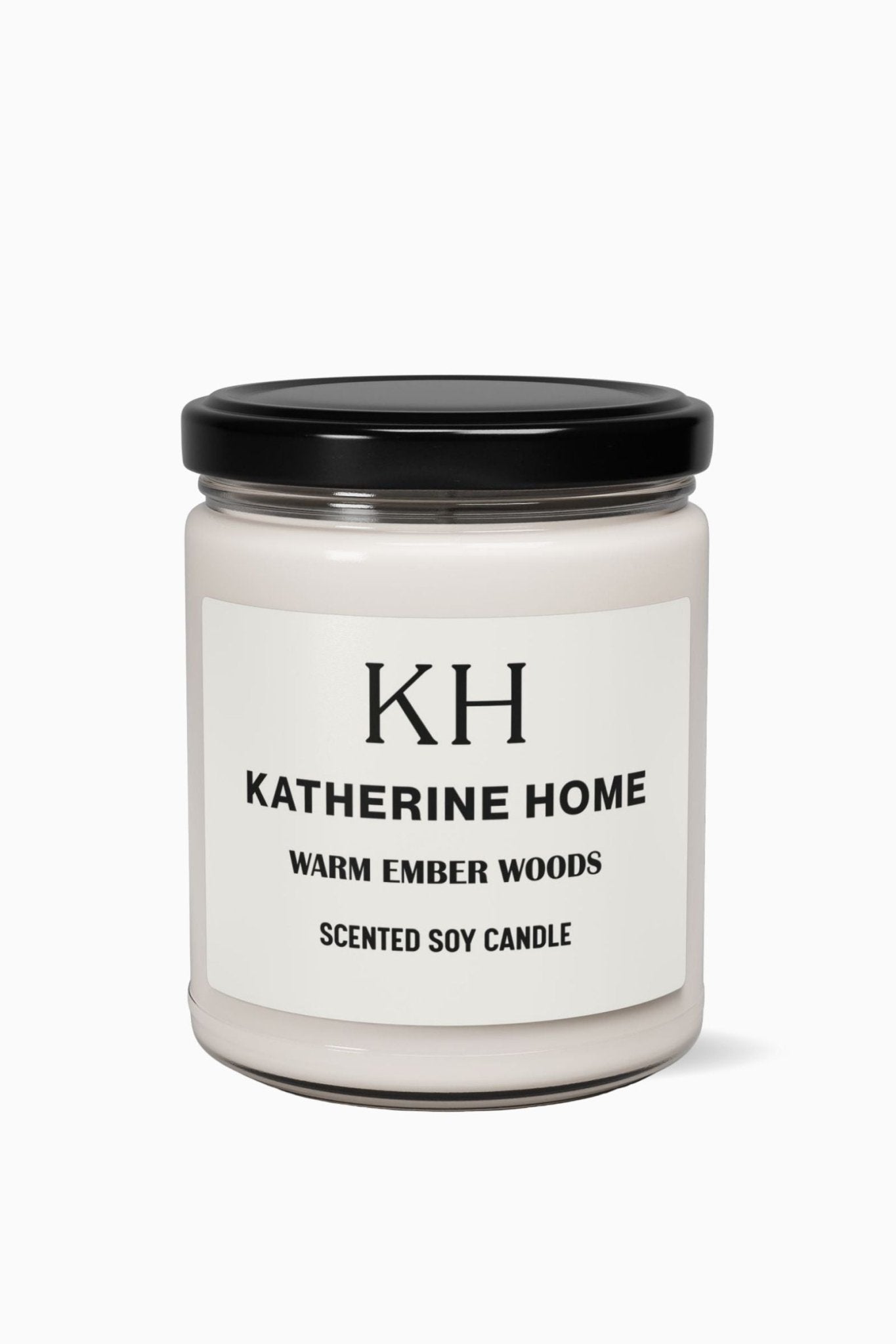 Warm Ember Woods - KATHERINE HOMEHome DecorKATHERINE HOMEKATHERINE HOMEKatherine Home Warm Ember Woods clean soy candle in a minimalist glass jar, product hero image.