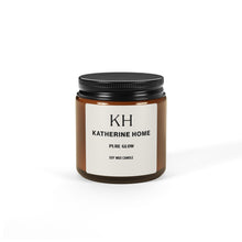Pure Glow Unscented 4oz Amber Soy Candle by Katherine Home, offering a gentle and fragrance-free illumination for serene moments.