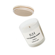 Katherine Home Vanilla Scented Coconut Soy Candle with Wooden Lid, Elegant Home Decor Accessory