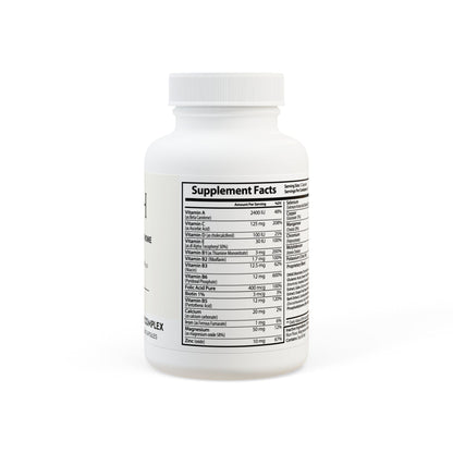 Brain Support Complex Supplement bottle with detailed supplement facts label shown on the side.