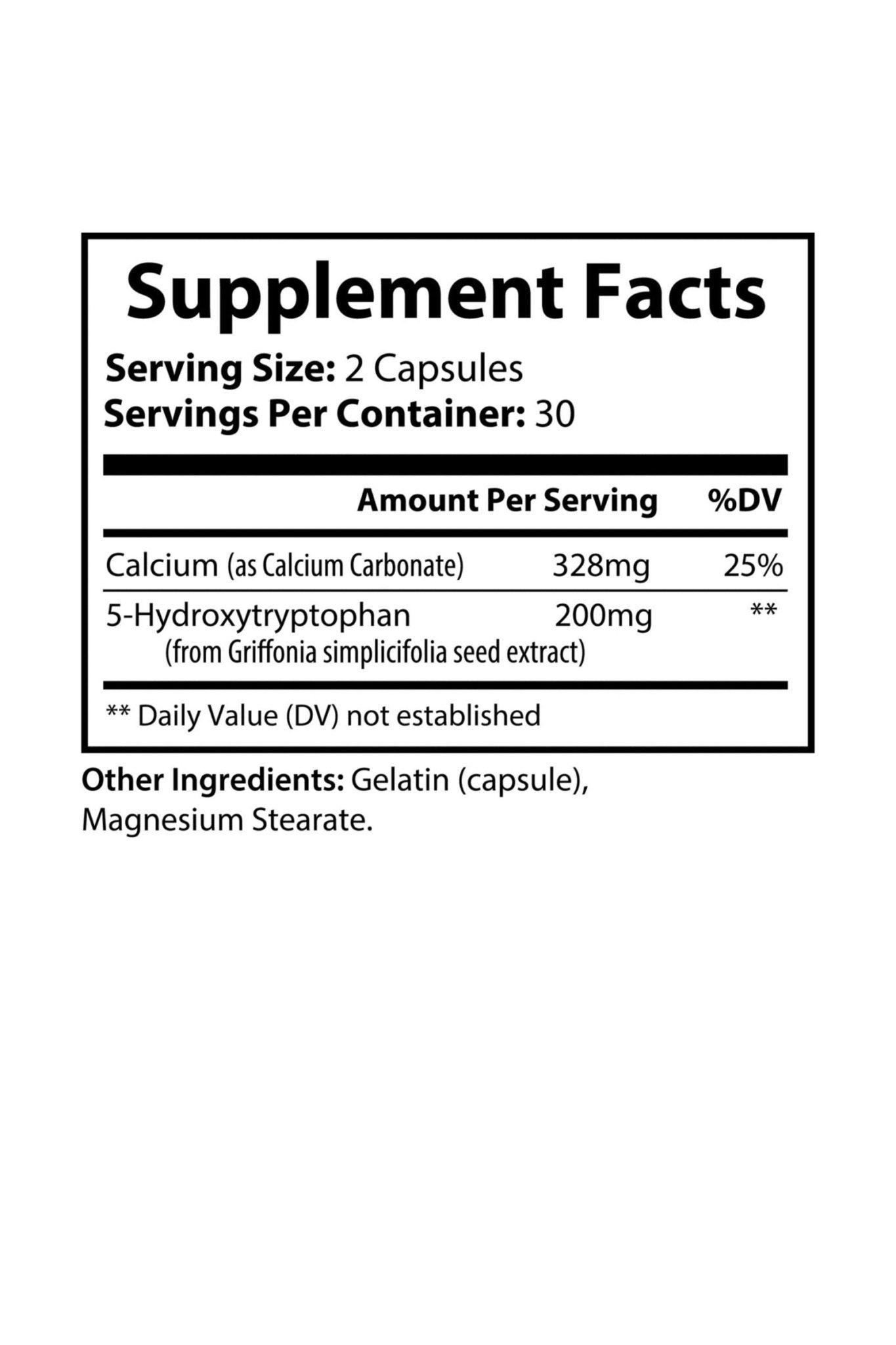 5-HTP Supplement by KATHERINE HOME dietary supplement Supplement Facts label