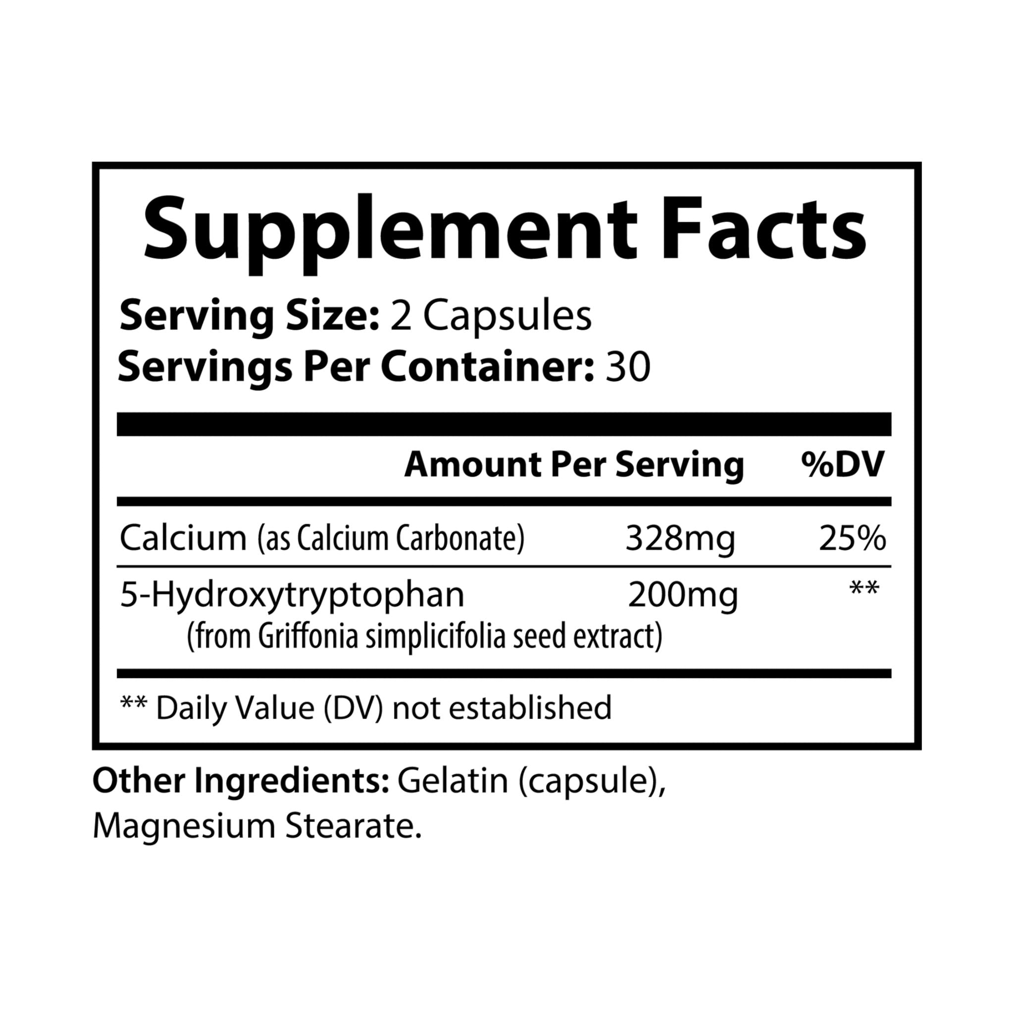Supplement facts label with detailed nutritional information on a white background