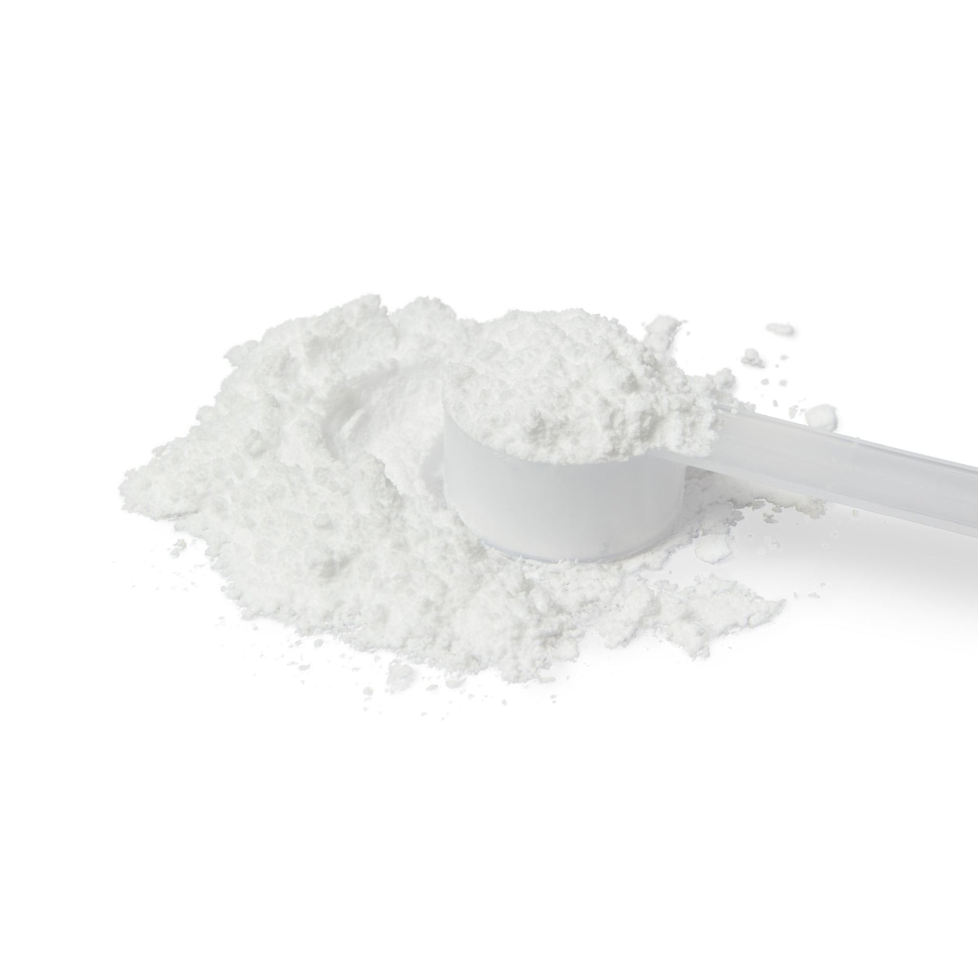 Fine white creatine monohydrate powder from Katherine Home displayed on a clean background, highlighting purity and texture.