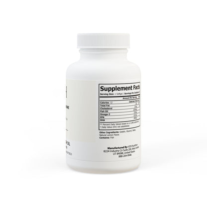 Detailed supplement facts with fish oil, EPA, and DHA content.