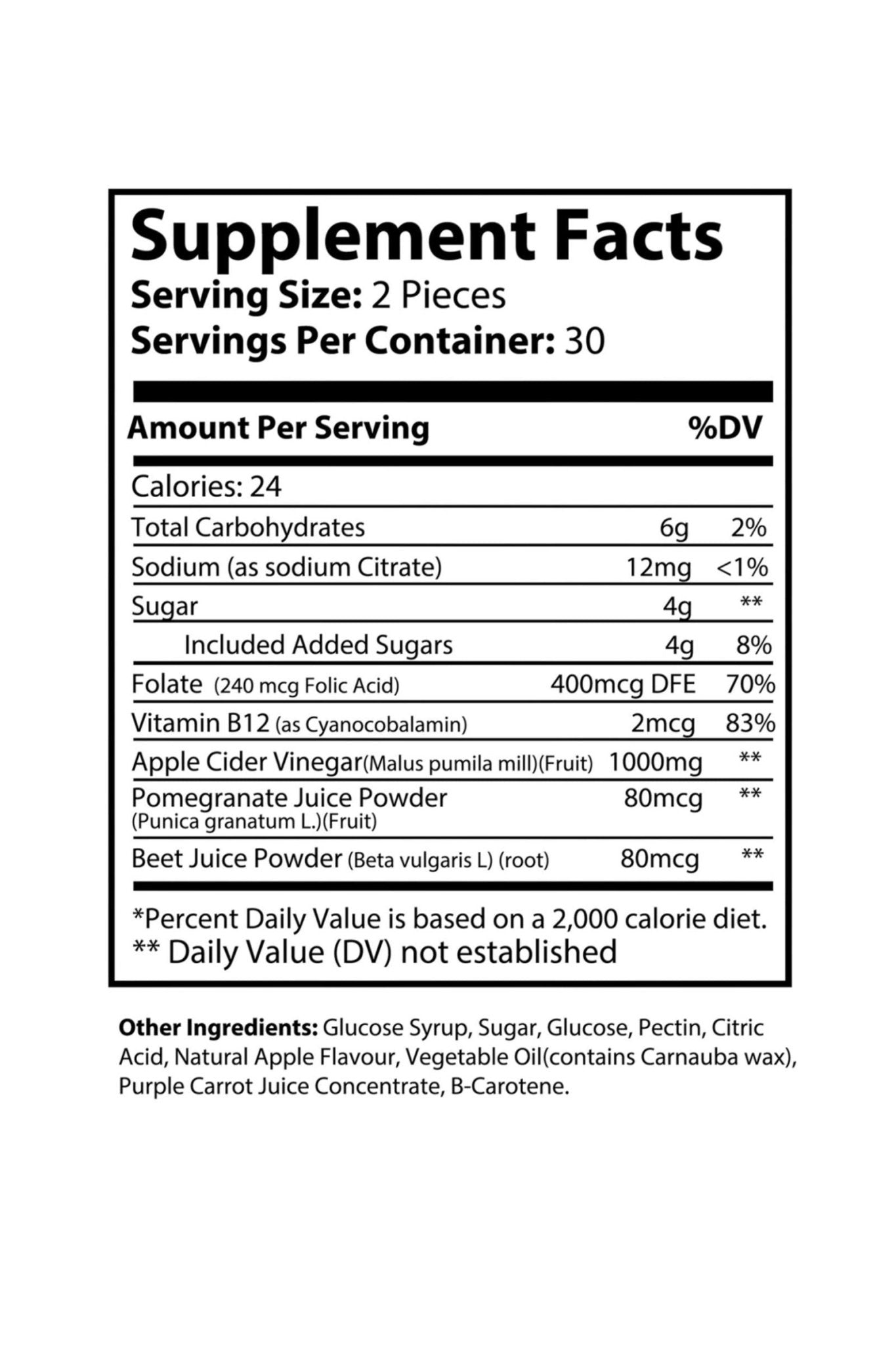 Apple Cider Vinegar Gummies - KATHERINE HOMEFood SupplementsKATHERINE HOMEKATHERINE HOMESupplement Facts panel for Katherine Home Apple Cider Vinegar Gummies supplement.