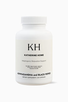 Ashwagandha and Black Pepper by KATHERINE HOME dietary supplement bottle front view