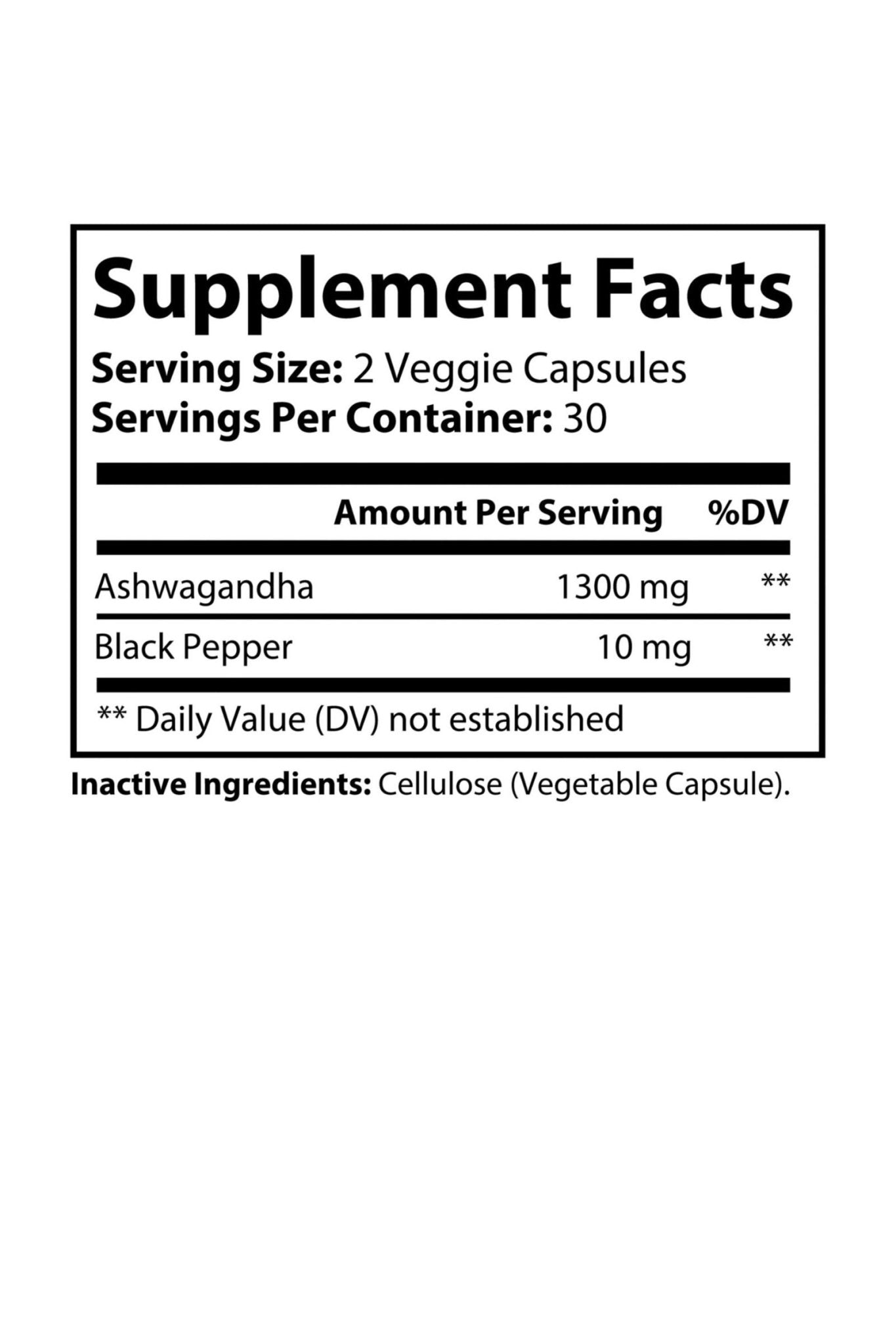 Ashwagandha and Black Pepper by KATHERINE HOME dietary supplement Supplement Facts label