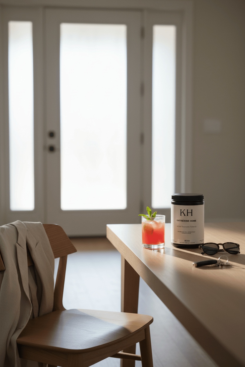 BCAA Supplement, Watermelon - KATHERINE HOMEFood SupplementsKATHERINE HOMEKATHERINE HOMEKatherine Home BCAA Watermelon supplement integrated into a clean daily wellness routine at home