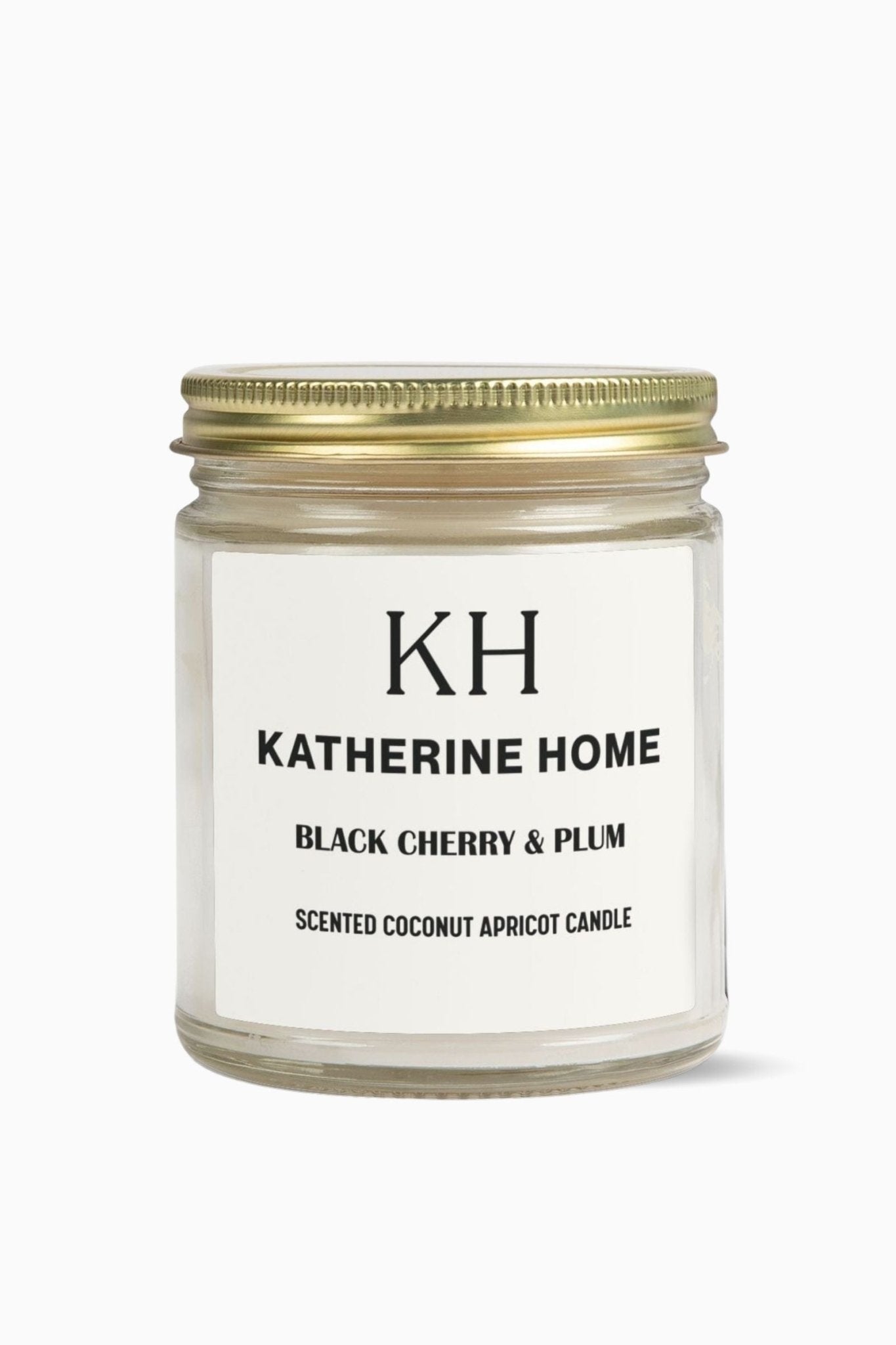 Black Cherry & Plum - KATHERINE HOMEHome DecorKATHERINE HOMEKATHERINE HOMEKatherine Home Black Cherry & Plum pure soy candle in a minimalist glass jar, clean and natural product hero image.Amber4oz
