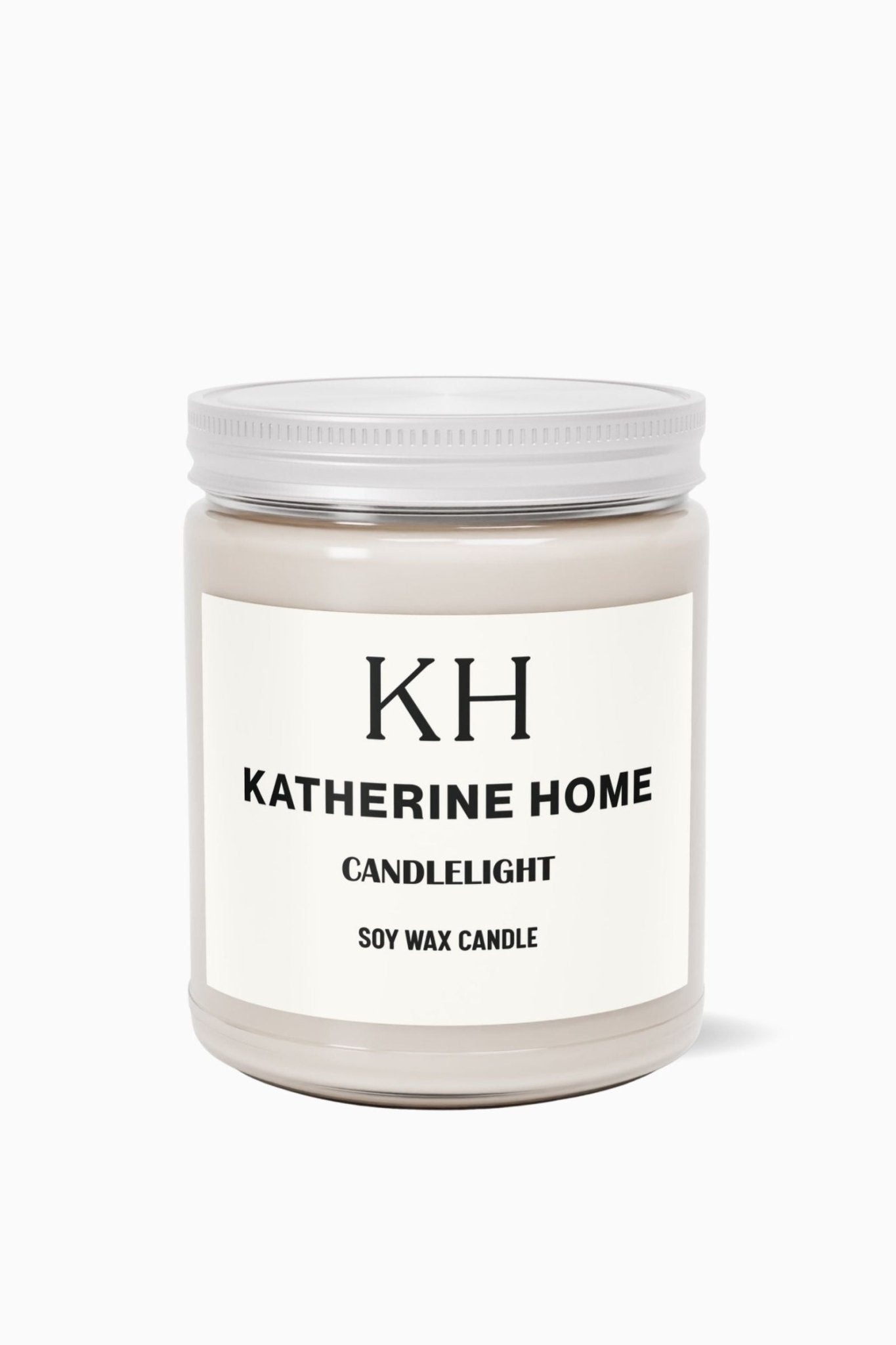 Candlelight - KATHERINE HOMEHome DecorKATHERINE HOMEKATHERINE HOMEKatherine Home Candlelight pure soy candle in a minimalist glass jar, clean and natural product hero image.