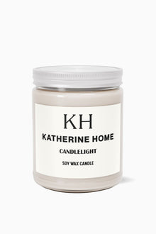 Candlelight - KATHERINE HOMEHome DecorKATHERINE HOMEKATHERINE HOMEKatherine Home Candlelight pure soy candle in a minimalist glass jar, clean and natural product hero image.