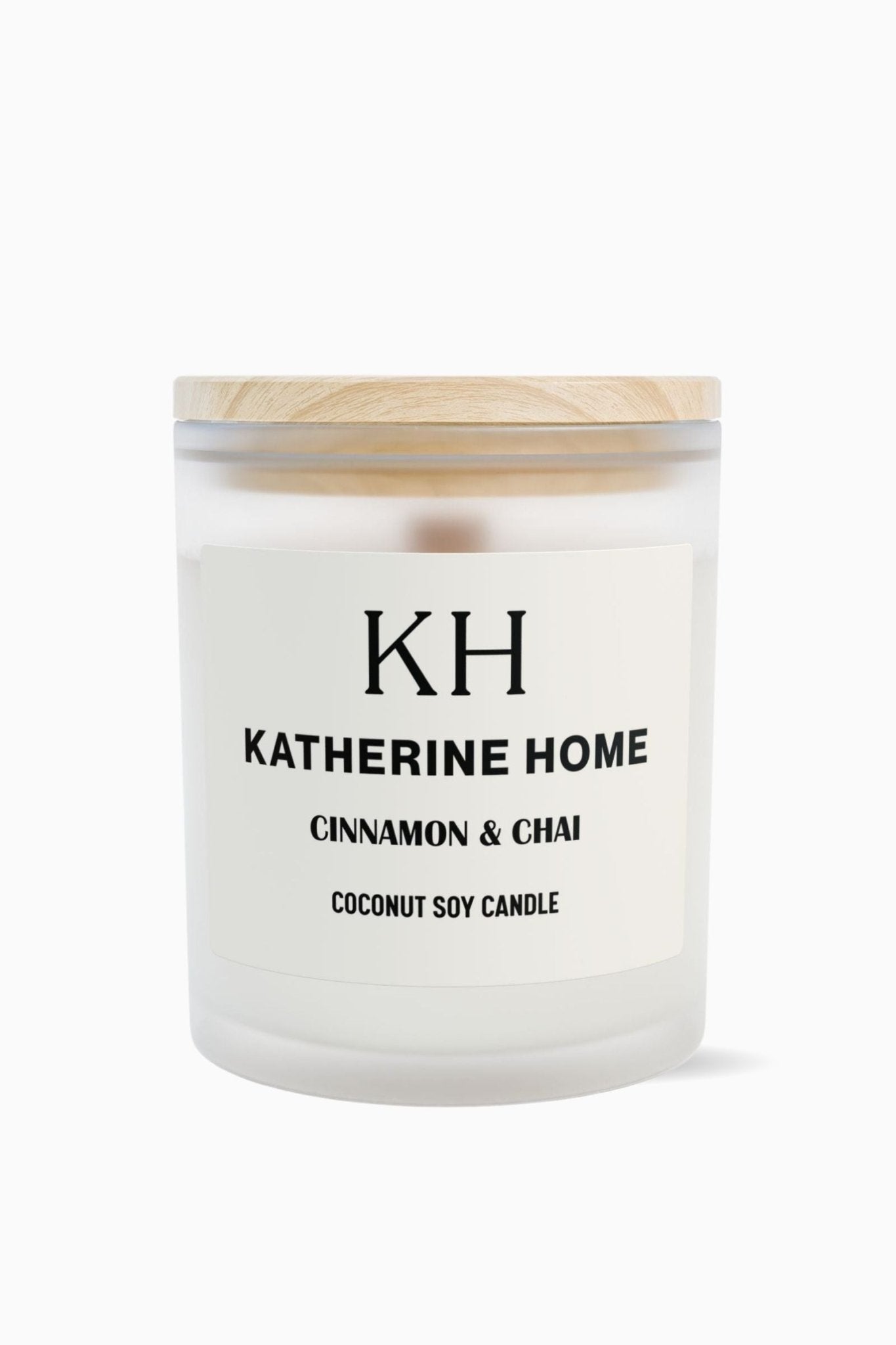 Cinnamon & Chai - KATHERINE HOMEHome DecorKATHERINE HOMEKATHERINE HOMEKatherine Home Cinnamon & Chai scented soy candle in a clear glass jar, minimalist product hero image.