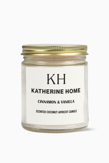 Cinnamon & Vanilla - KATHERINE HOMEHome DecorKATHERINE HOMEKATHERINE HOMEKatherine Home Cinnamon & Vanilla pure soy candle in a minimalist glass jar, clean and natural product hero image.Clear4oz