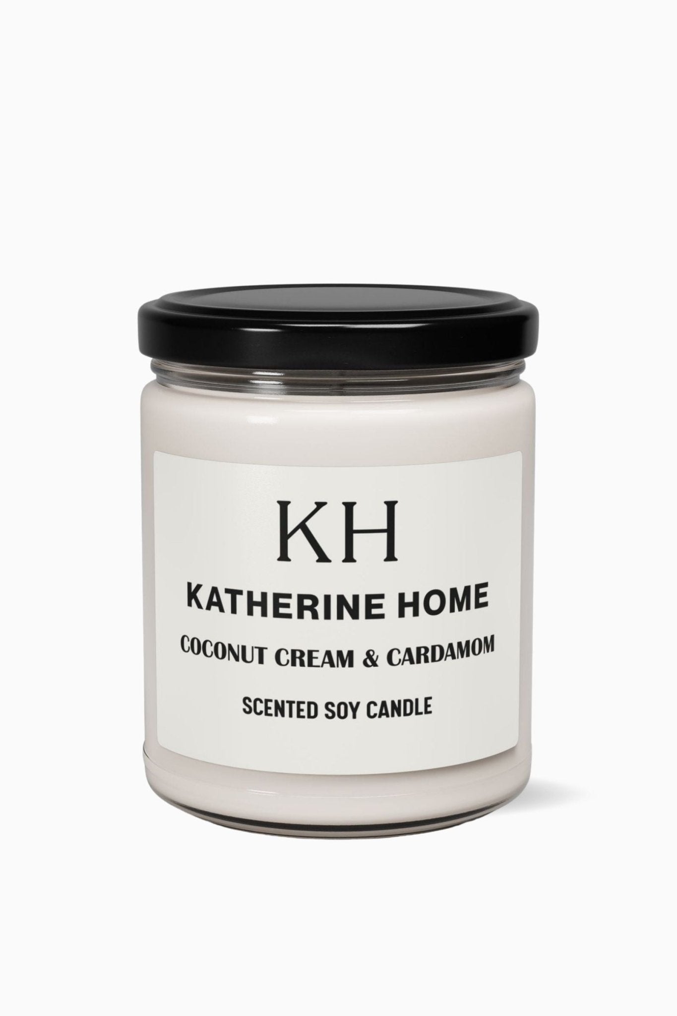 Coconut Cream & Cardamom - KATHERINE HOMEHome DecorKATHERINE HOMEKATHERINE HOMEKatherine Home Coconut Cream & Cardamom clean soy candle in a minimalist glass jar, product hero image.