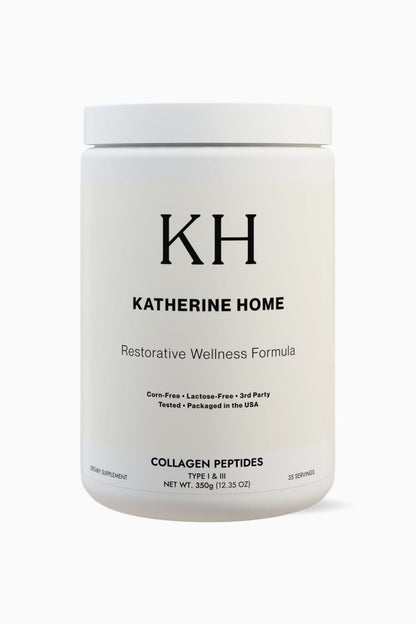 Collagen Peptides Type I & III Supplement - KATHERINE HOMEFood SupplementsKATHERINE HOMEKATHERINE HOMEKatherine Home Collagen Peptides Type I & III supplement container, clean minimalist product hero image.