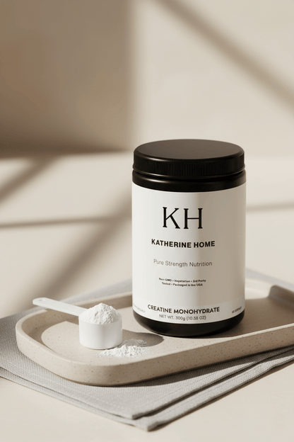 Creatine Monohydrate Supplement - KATHERINE HOMEFood SupplementsKATHERINE HOMEKATHERINE HOMEKatherine Home Creatine Monohydrate supplement styled in warm natural light on a neutral surface, creating a calm daily wellness ritual.