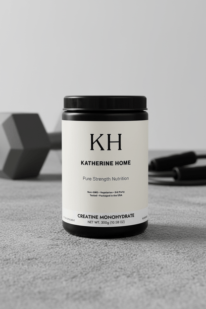 Creatine Monohydrate Supplement - KATHERINE HOMEFood SupplementsKATHERINE HOMEKATHERINE HOMEKatherine Home Creatine Monohydrate supplement photographed in a minimal strength - inspired lifestyle scene with neutral tones.
