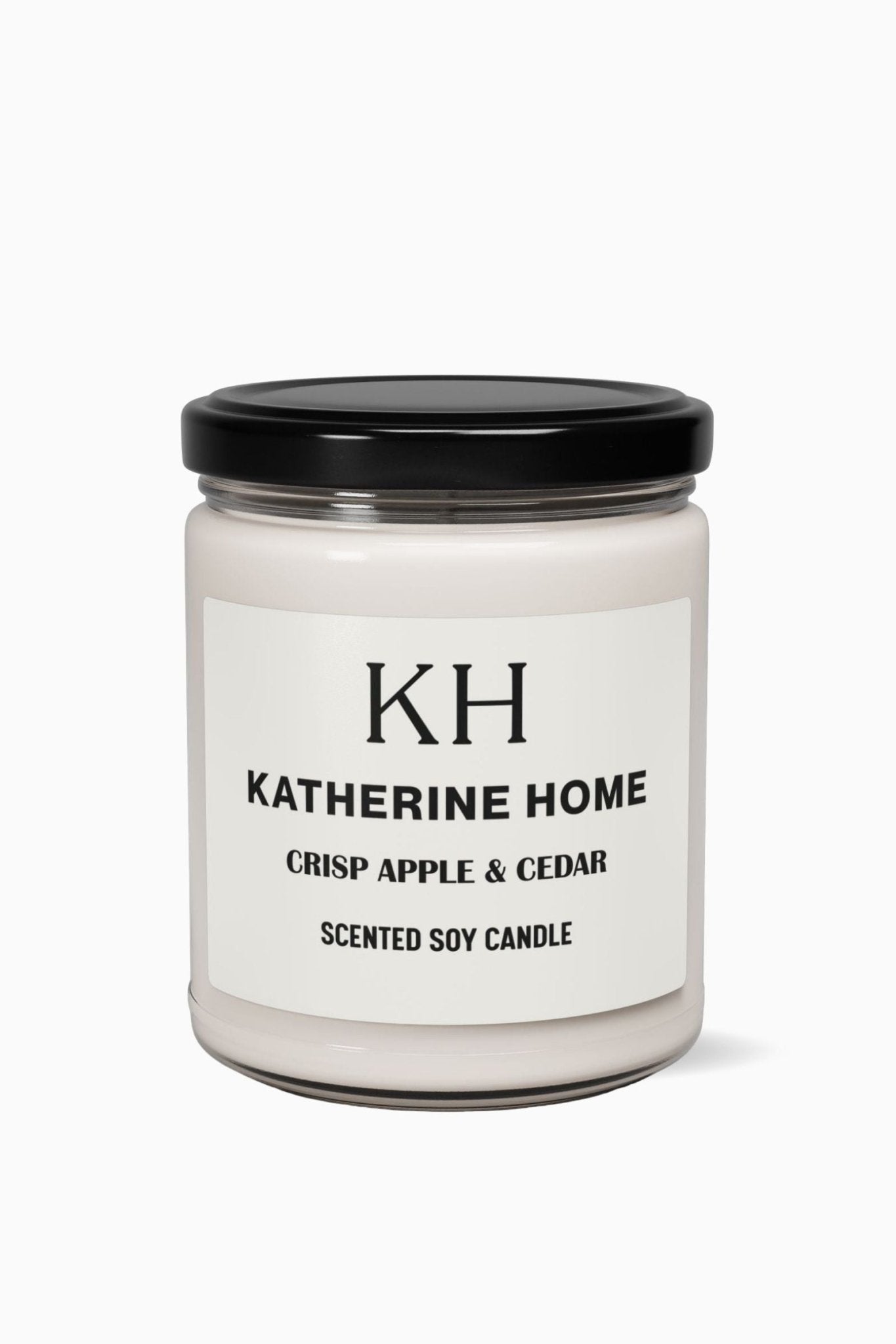 Crisp Apple & Cedarwood - KATHERINE HOMEHome DecorKATHERINE HOMEKATHERINE HOMEKatherine Home Crisp Apple & Cedarwood clean soy candle in a minimalist glass jar, product hero image.
