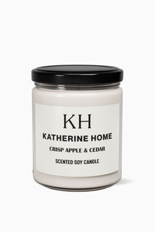 Crisp Apple & Cedarwood - KATHERINE HOMEHome DecorKATHERINE HOMEKATHERINE HOMEKatherine Home Crisp Apple & Cedarwood clean soy candle in a minimalist glass jar, product hero image.