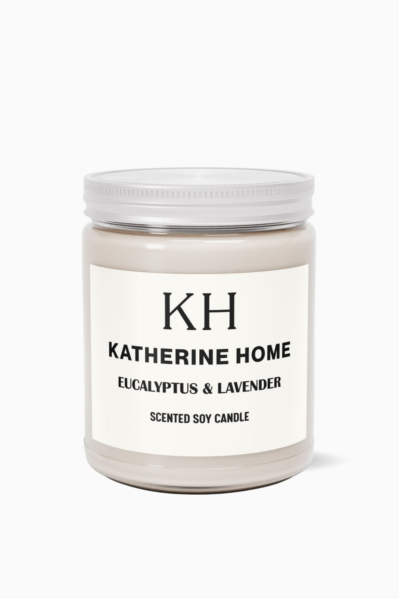 Eucalyptus & Lavender - KATHERINE HOMEHome DecorKATHERINE HOMEKATHERINE HOMEKatherine Home Eucalyptus & Lavender pure soy candle in a minimalist glass jar, clean and natural product hero image.