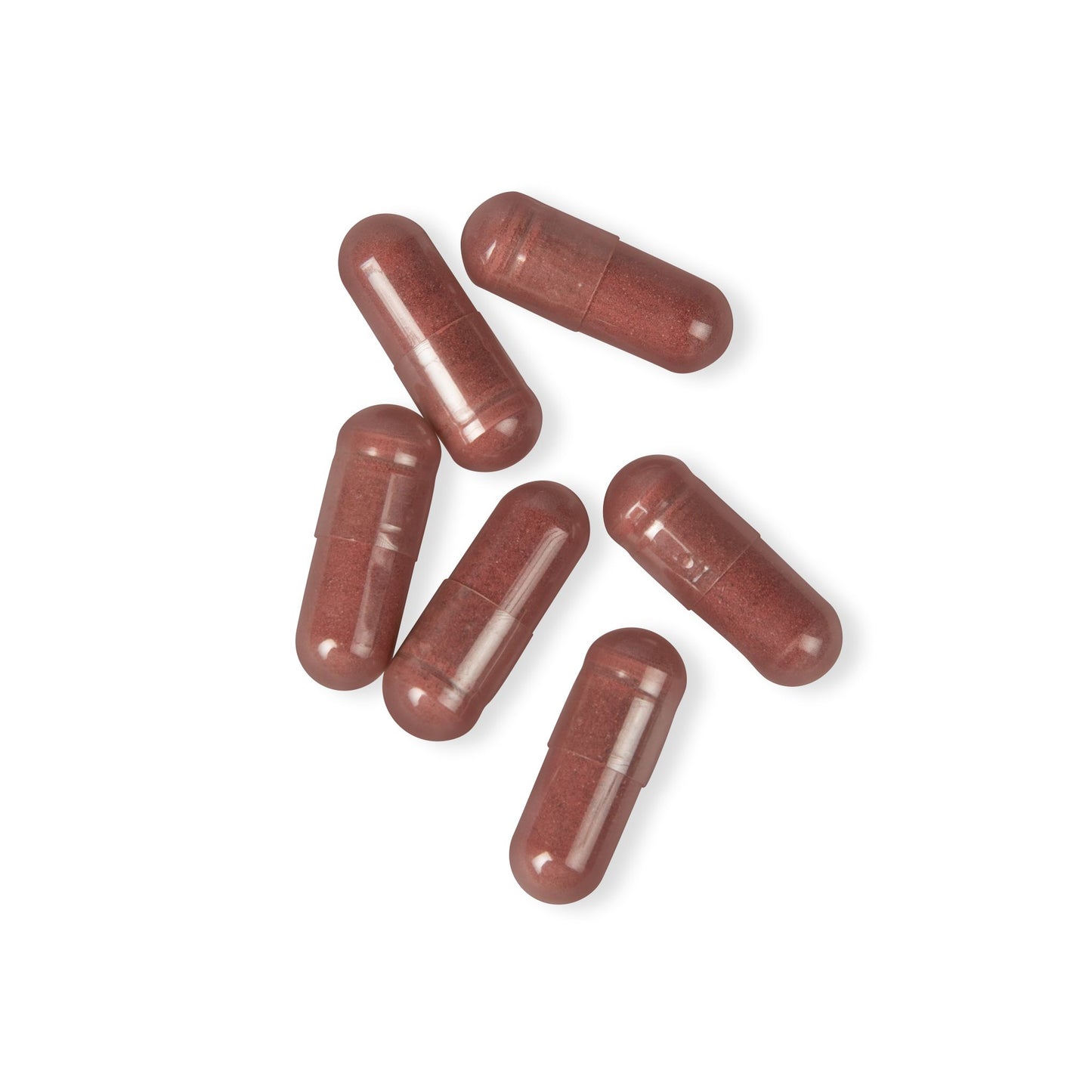 Close-up of KH Katherine Home Beetroot Supplement capsules on a white background.