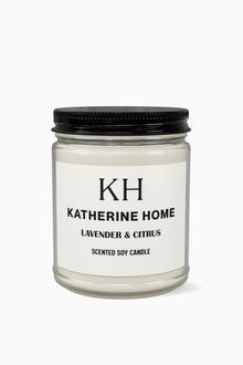 Lavender & Citrus - KATHERINE HOMEHome DecorKATHERINE HOMEKATHERINE HOMEKatherine Home Lavender & Citrus scented soy candle in a clear glass jar, minimalist product hero image.Amber Jar + Black Lid4oz
