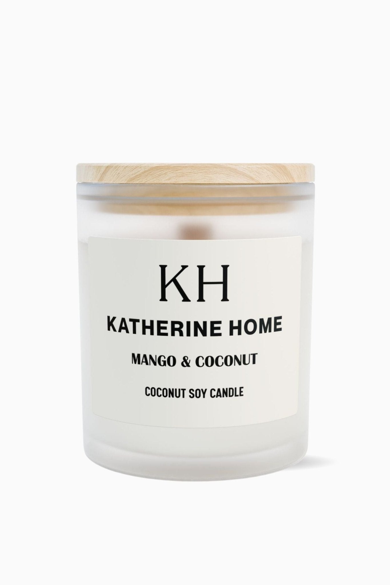 Mango & Coconut - KATHERINE HOMEHome DecorKATHERINE HOMEKATHERINE HOMEKatherine Home Mango & Coconut coconut soy candle in a frosted glass jar with wooden lid, minimalist product hero image.