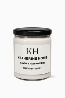 Mango & Passionfruit - KATHERINE HOMEHome DecorKATHERINE HOMEKATHERINE HOMEKatherine Home Mango & Passionfruit clean soy candle in a minimalist glass jar, product hero image.