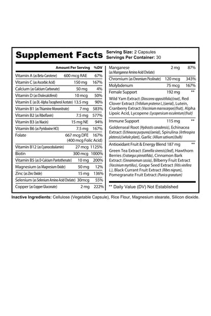 Multivitamin for Women by KATHERINE HOME dietary supplement Supplement Facts label