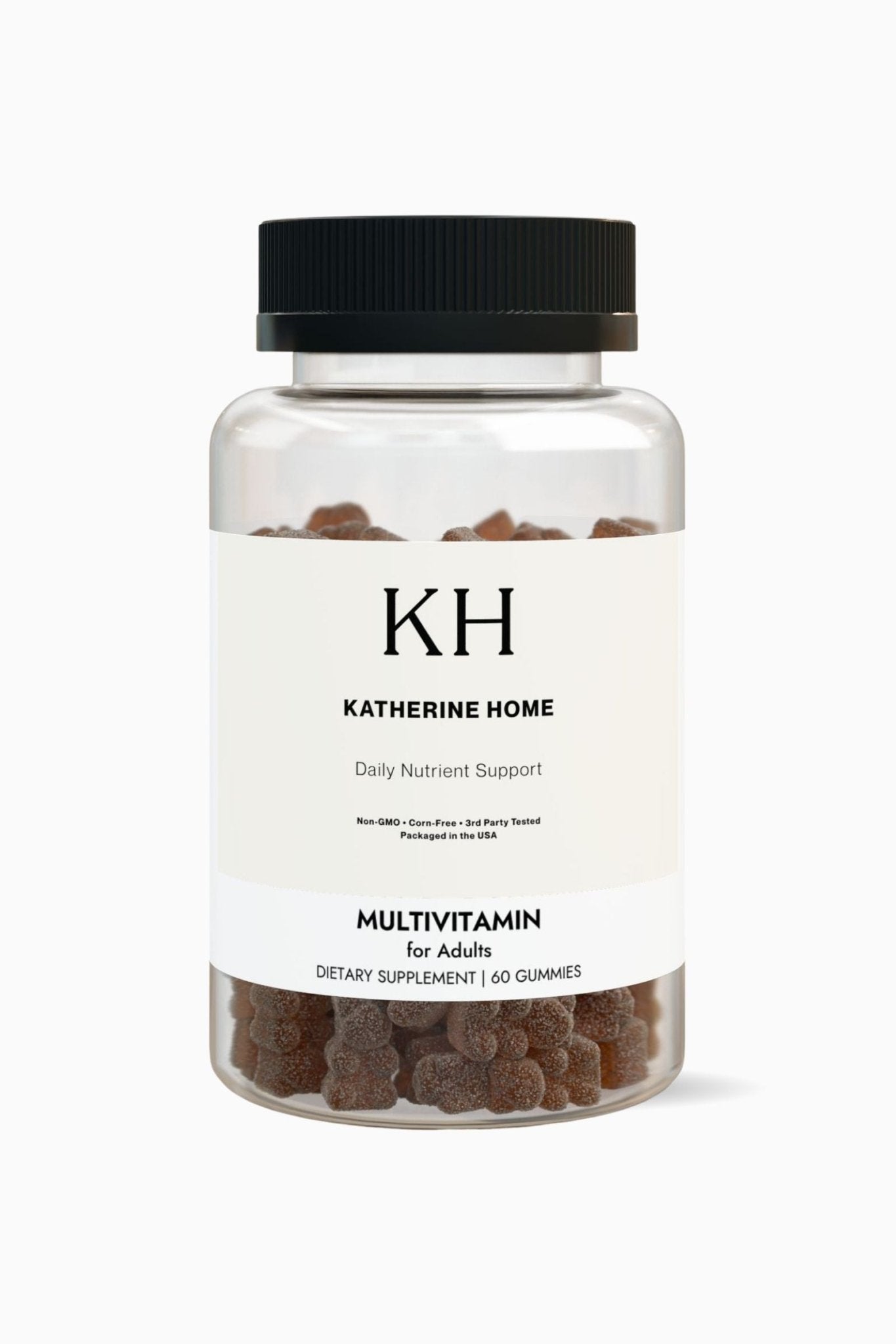 Multivitamin Gummies for Adults, Strawberry - KATHERINE HOMEFood SupplementsKATHERINE HOMEKATHERINE HOMEKatherine Home Multivitamin Gummies for Adults in strawberry flavor, supplement container, clean minimalist product hero image.