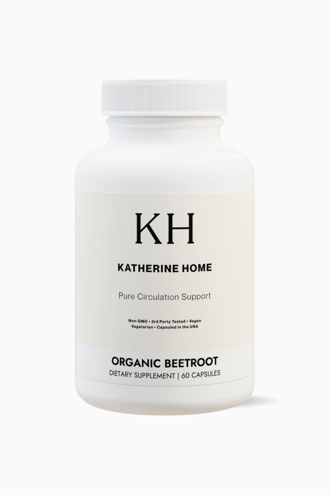 Organic Beetroot Supplement by KATHERINE HOME dietary supplement bottle front view