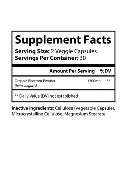 Organic Beetroot Supplement by KATHERINE HOME dietary supplement Supplement Facts label