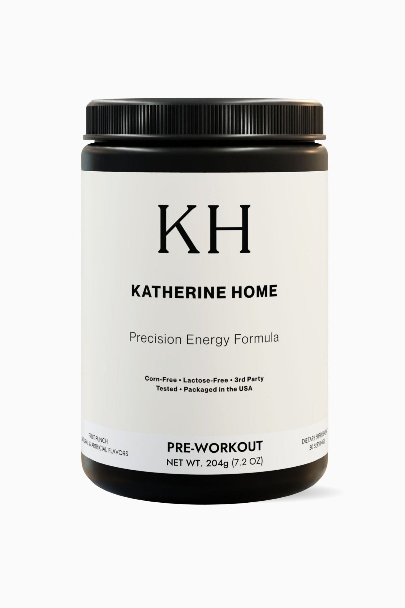 Pre Workout Supplement Fruit Punch - KATHERINE HOMEFood SupplementsKATHERINE HOMEKATHERINE HOMEKatherine Home Pre - Workout supplement in fruit punch flavor, supplement container, clean minimalist product hero image.