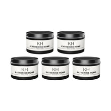 Travel candle set with five scents including Fresh Coffee and Mango Coconut in 4oz tins by Katherine Home.