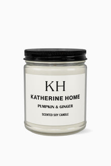 Pumpkin & Ginger - KATHERINE HOMEHome DecorKATHERINE HOMEKATHERINE HOMEKatherine Home Pumpkin & Ginger scented soy candle in a clear glass jar, minimalist product hero image.Amber Jar + Black Lid4oz