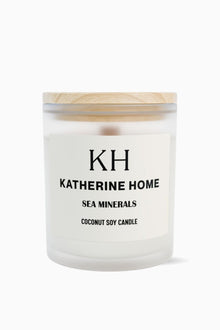 Sea Minerals - KATHERINE HOMEHome DecorKATHERINE HOMEKATHERINE HOMEKatherine Home Sea Minerals coconut soy candle in a frosted glass jar with wooden lid, minimalist product hero image.
