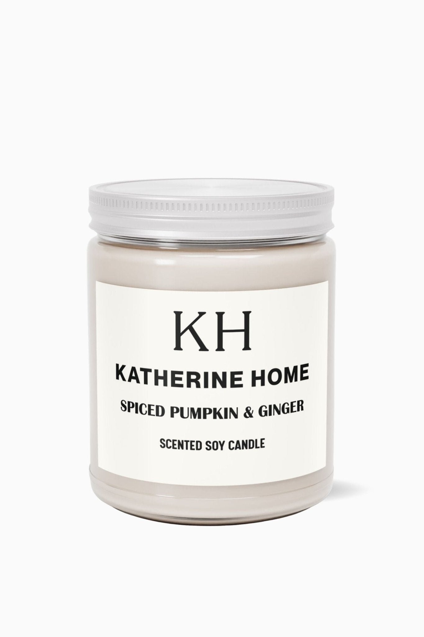 Spiced Pumpkin & Ginger - KATHERINE HOMEHome DecorKATHERINE HOMEKATHERINE HOMEKatherine Home Spiced Pumpkin & Ginger pure soy candle in a minimalist glass jar, clean and natural product hero image.
