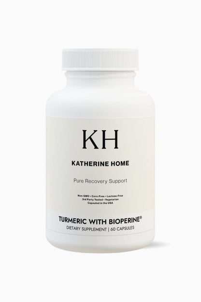 Turmeric with BioPerine® (Black Pepper Fruit Extract) Supplement by KATHERINE HOME dietary supplement bottle front view