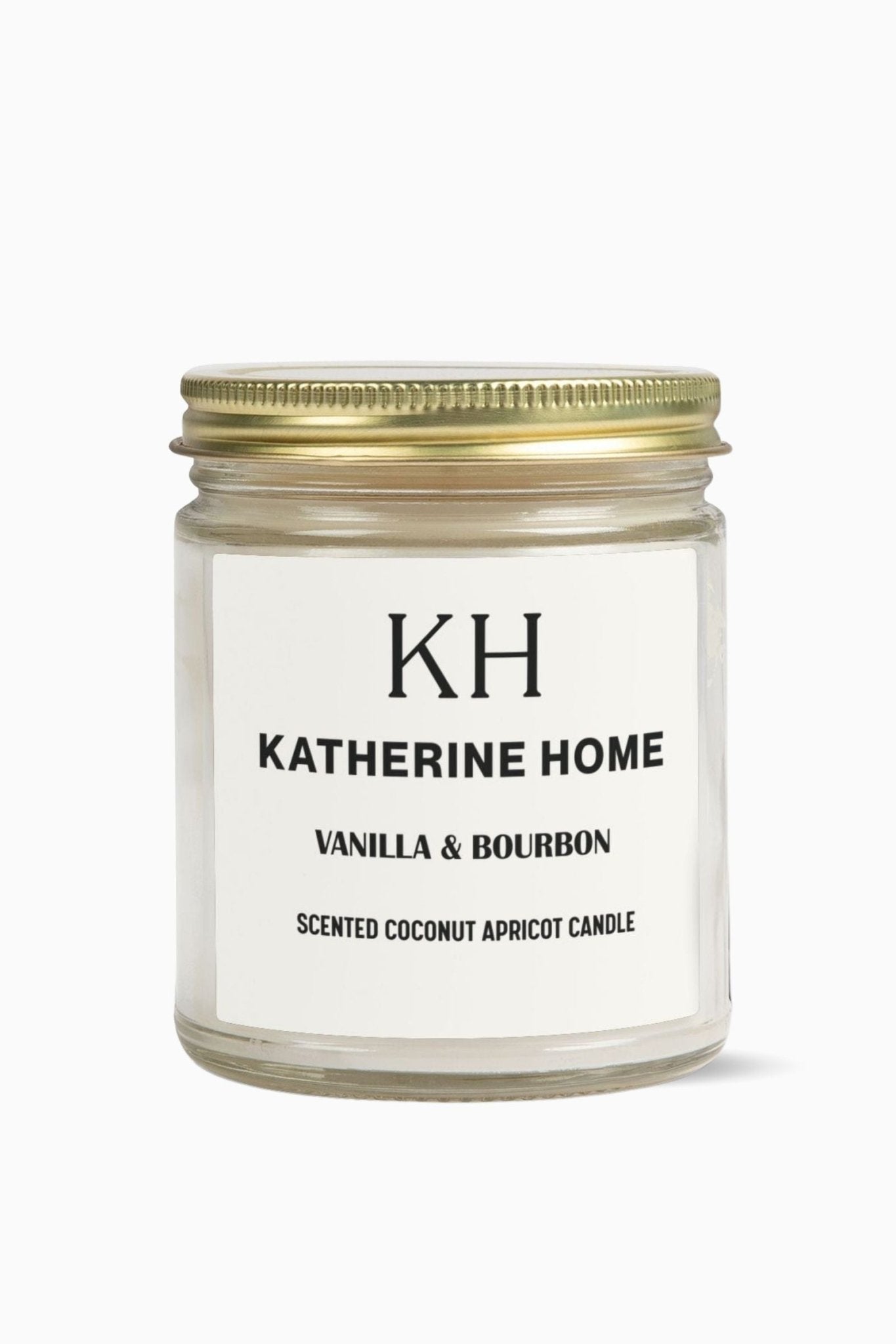 Vanilla & Bourbon - KATHERINE HOMEHome DecorKATHERINE HOMEKATHERINE HOMEKatherine Home Vanilla & Bourbon pure soy candle in a minimalist glass jar, clean and natural product hero image.Clear4oz