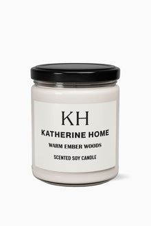 Warm Ember Woods - KATHERINE HOMEHome DecorKATHERINE HOMEKATHERINE HOMEKatherine Home Warm Ember Woods clean soy candle in a minimalist glass jar, product hero image.