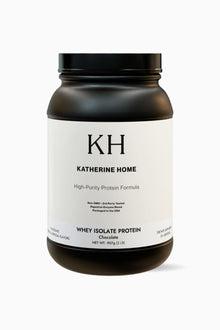 Whey Isolate Protein Supplement - KATHERINE HOMEFood SupplementsKATHERINE HOMEKATHERINE HOMEKatherine Home Whey Isolate Protein chocolate supplement container, clean minimalist product hero image.