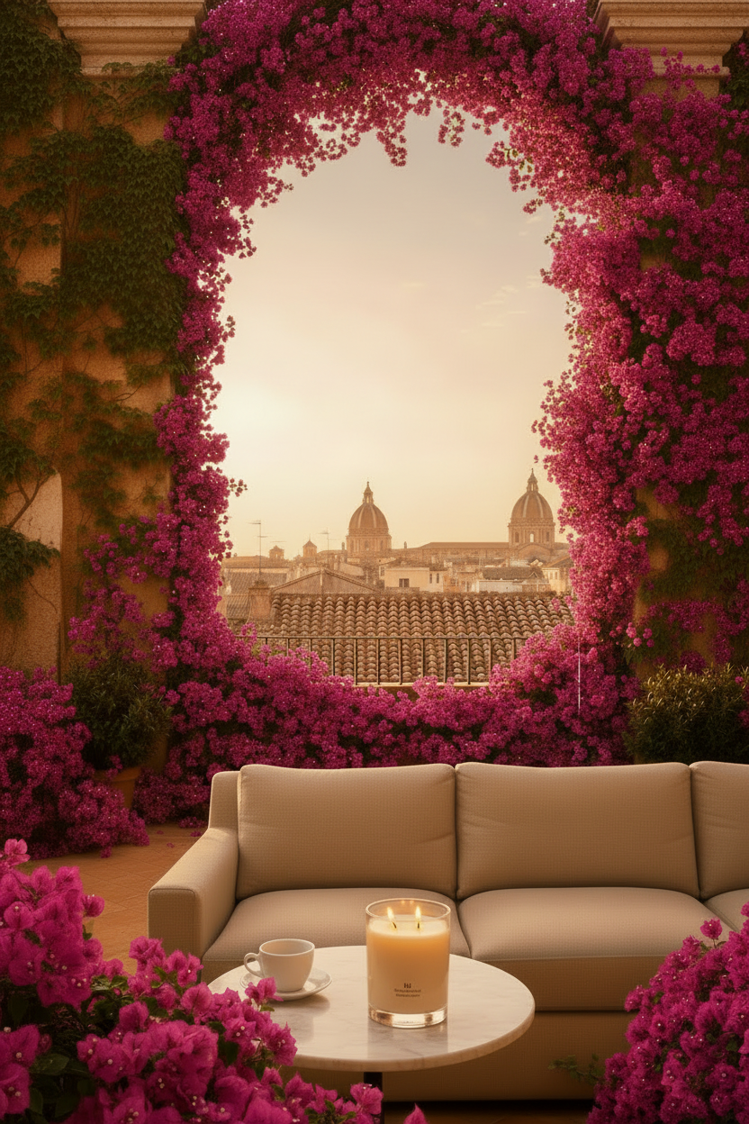 White Tea & Fig candle styled in an elegant living space.